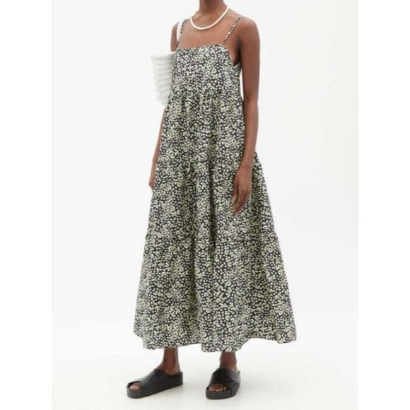 Matteau Tiered Empire Tiered Maxi Dress Golden  Primrose Ditsy Floral Size 8 - Picture 5 of 16